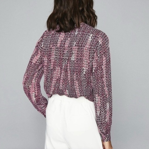 Reiss Peyton Weave Print Blouse Long Sleeve Berry Size 4
EUC - Picture 2 of 9